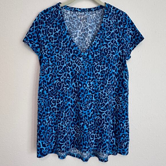 Lilly Pulitzer Etta V-Neck Short Sleeve Top, Size Small - Picture 1 of 9